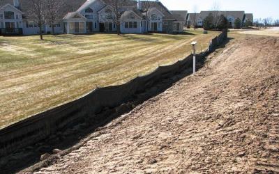 Silt fence at bottom of Slope