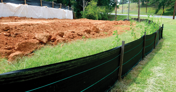 Silt fence on a construction site