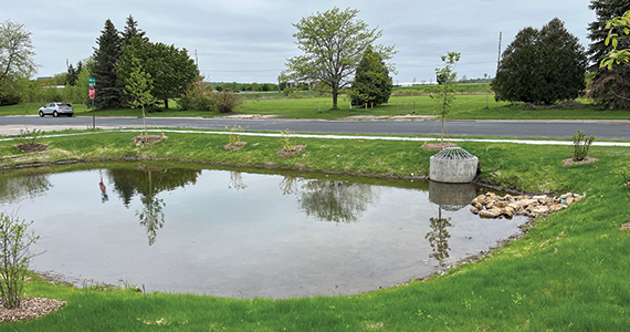 Bioretention basin full of water